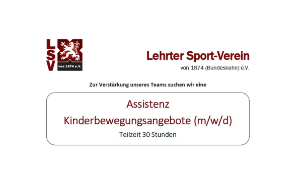 Stellenangebot: Assistenz Kinderbewegungsangebote (m/w/d)